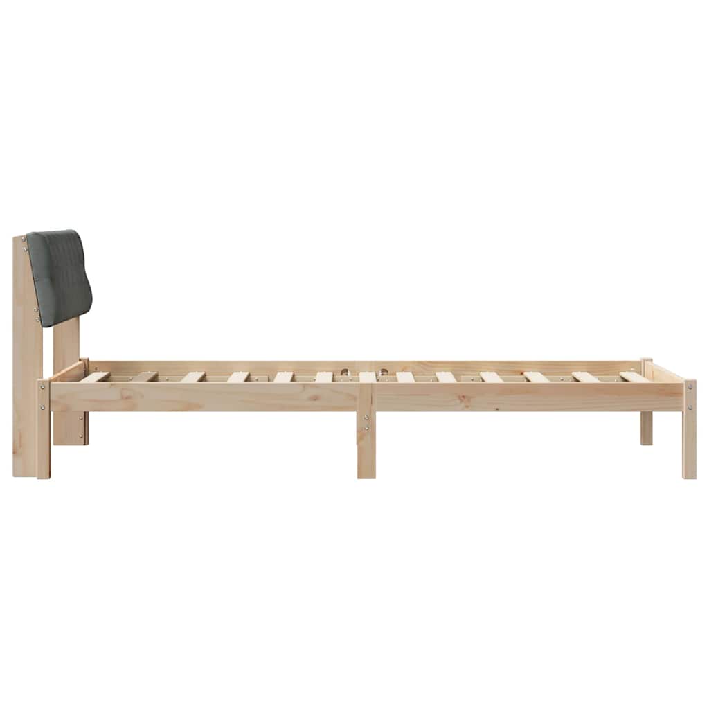 Bed frame Brown and dark grey 90 x 190 cm Solid pine wood