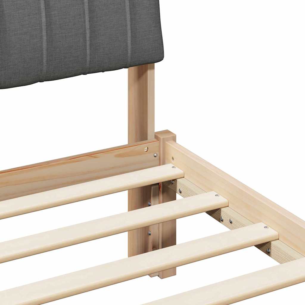 Bed frame Brown and dark grey 135 x 190 cm Solid pine wood