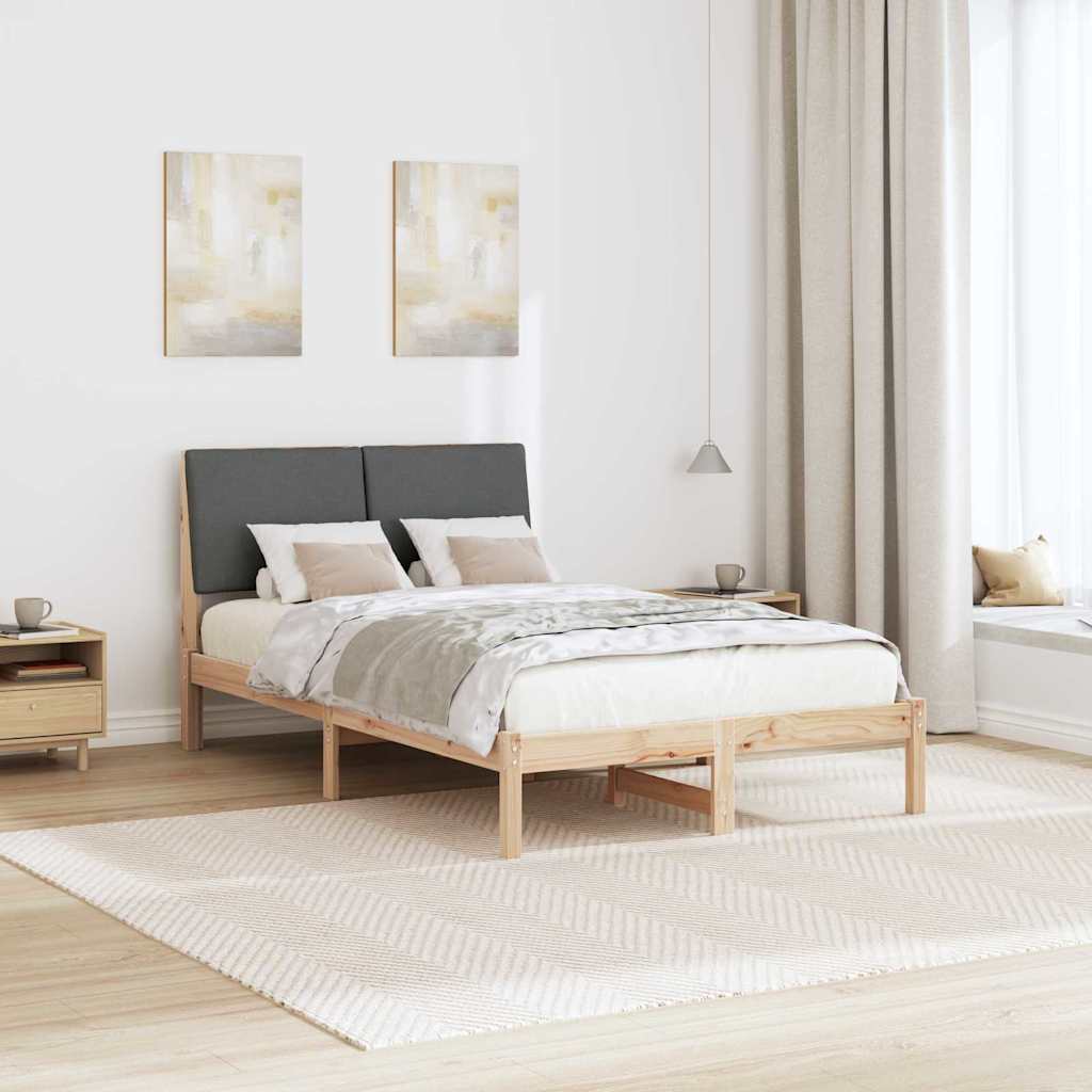 Bed frame Brown and dark grey 135 x 190 cm Solid pine wood