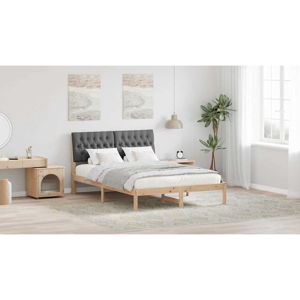 Bed Frame with Upholstered Headboard Brown 135 x 190 cm