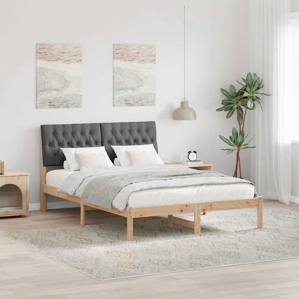 Bed Frame with Upholstered Headboard Brown 135 x 190 cm