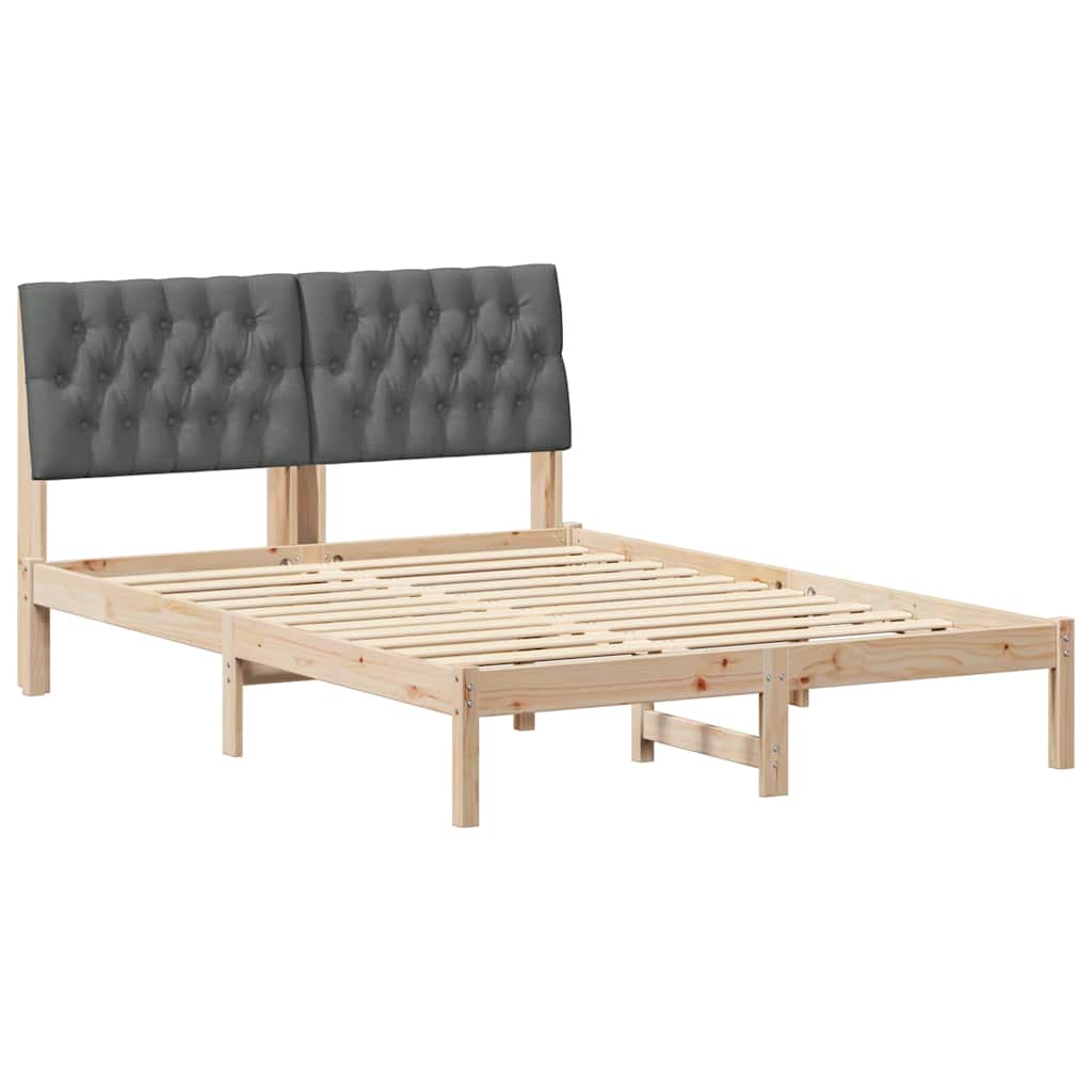 Bed Frame with Upholstered Headboard Brown 135 x 190 cm