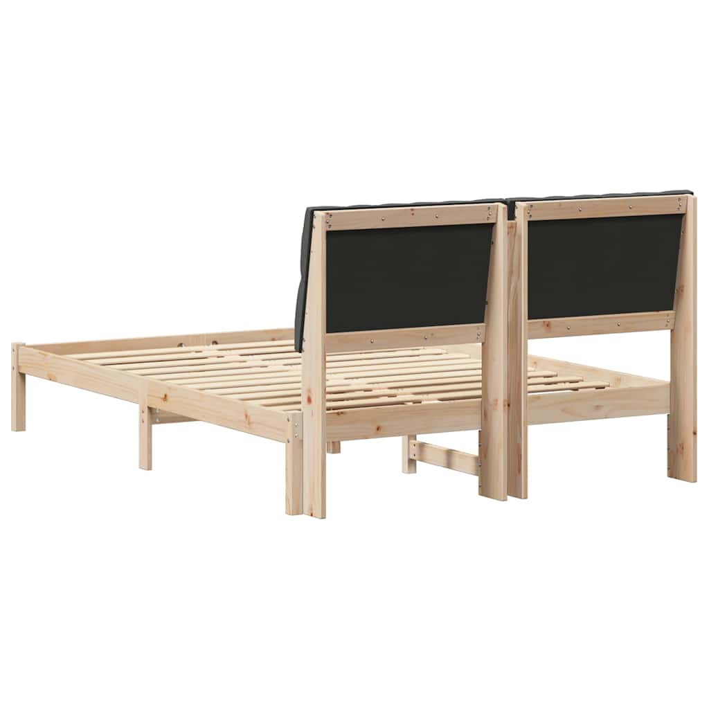 Bed Frame with Upholstered Headboard Brown 135 x 190 cm
