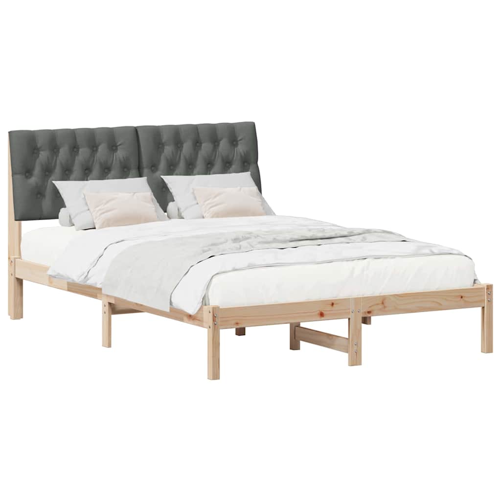 Bed Frame with Upholstered Headboard Brown 135 x 190 cm