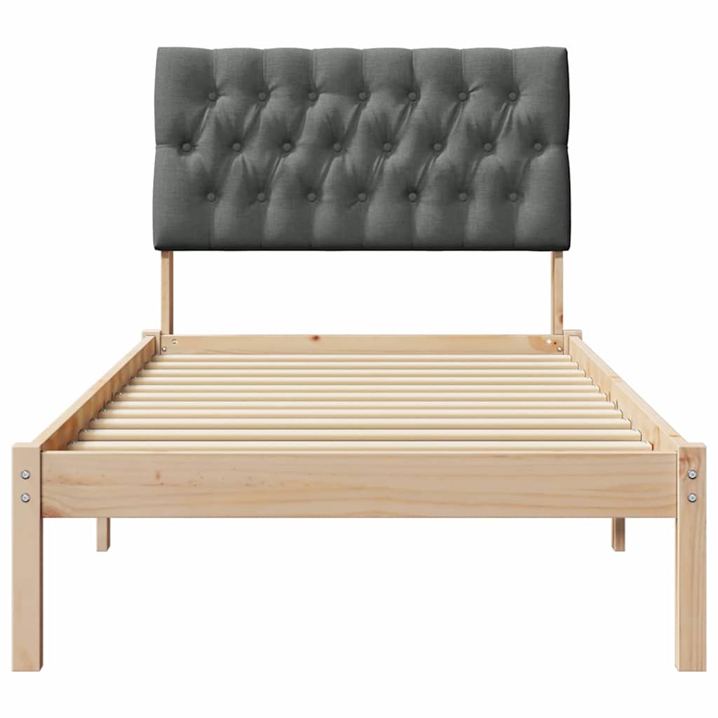 Bed Frame with Upholstered Headboard Brown 90 x 190 cm
