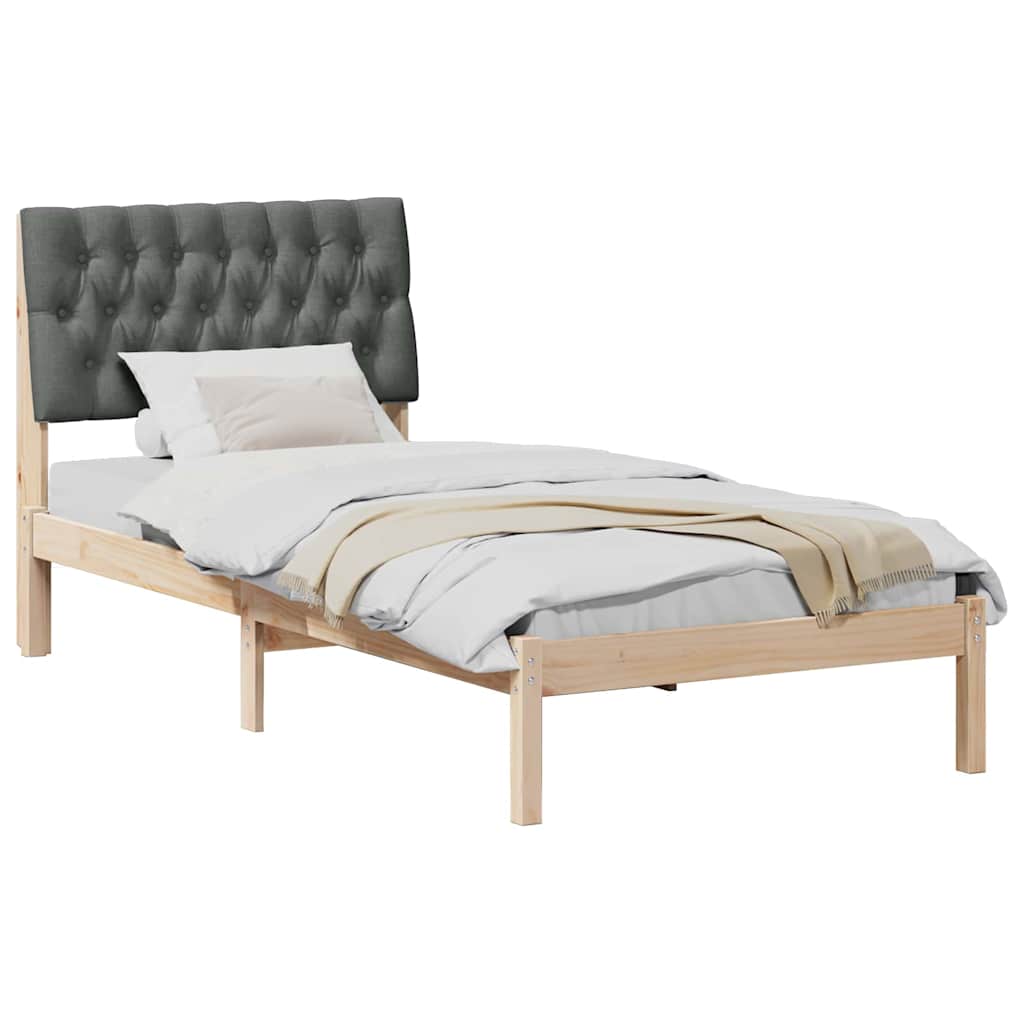 Bed Frame with Upholstered Headboard Brown 90 x 190 cm