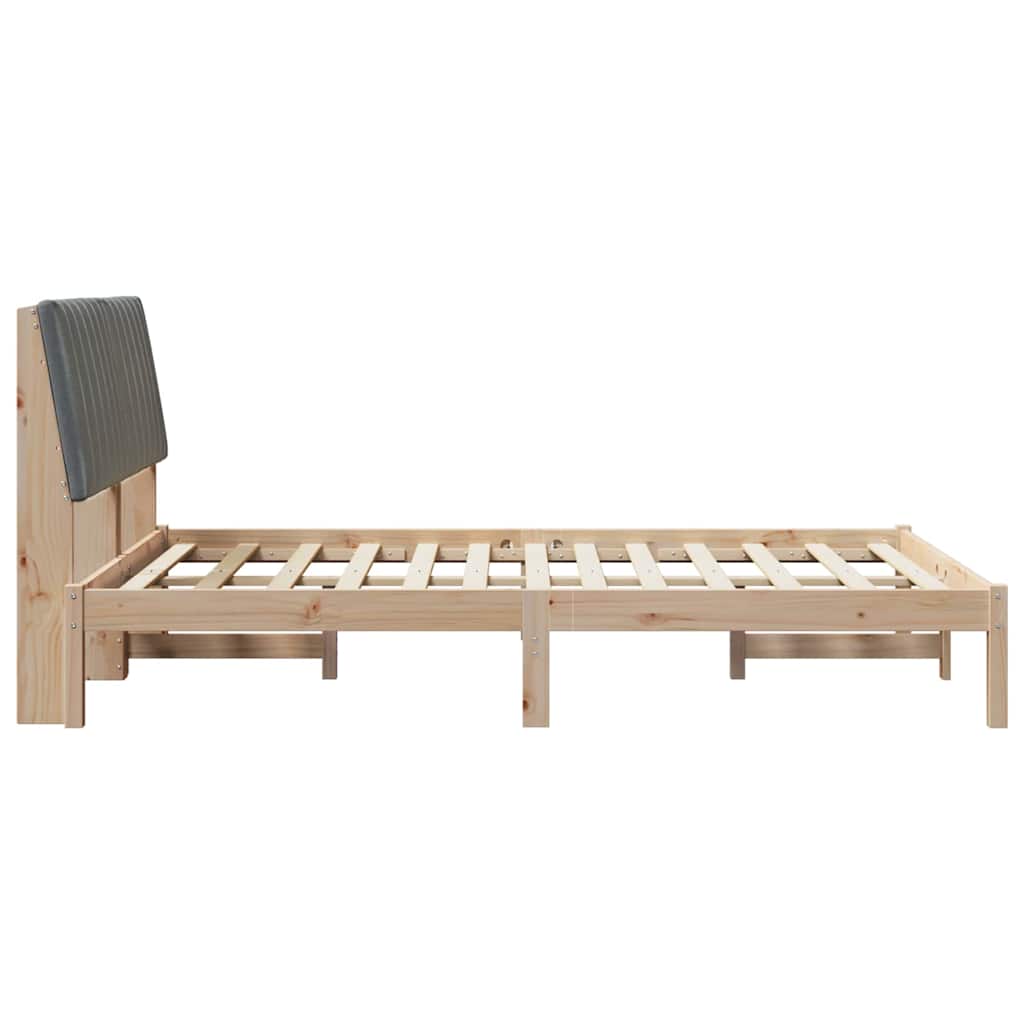 Bed Frame with Headboard Brown 135 x 190 cm Solid Pine Wood