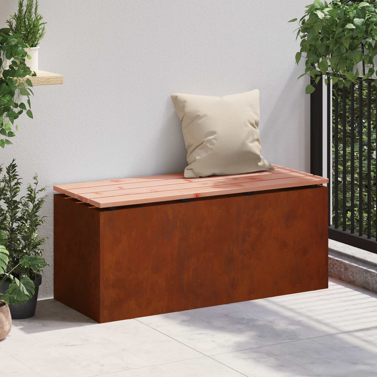 Garden Bench 2 -Seater 100 x 40 x 43 cm Weathering steel Rusty