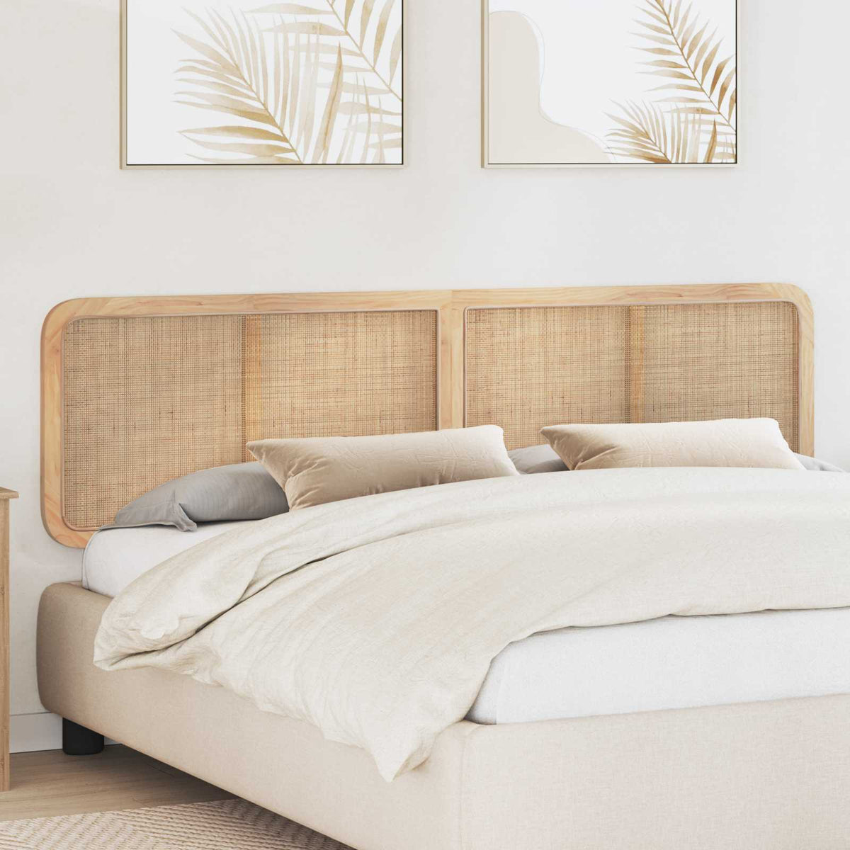 Headboard with Headboard Natural 200 x 55 x 3 cm Rattan