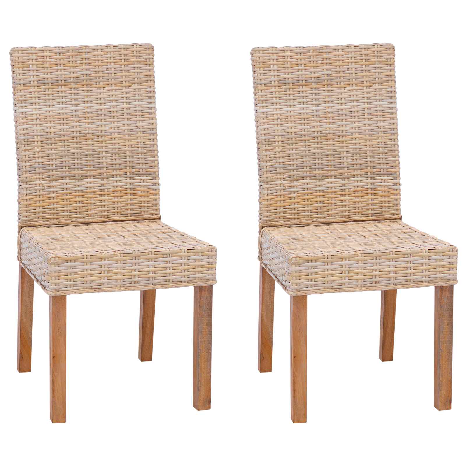 Dining Chair GENDT 2 pcs Kubu Rattan and Solid Mahogany Wood