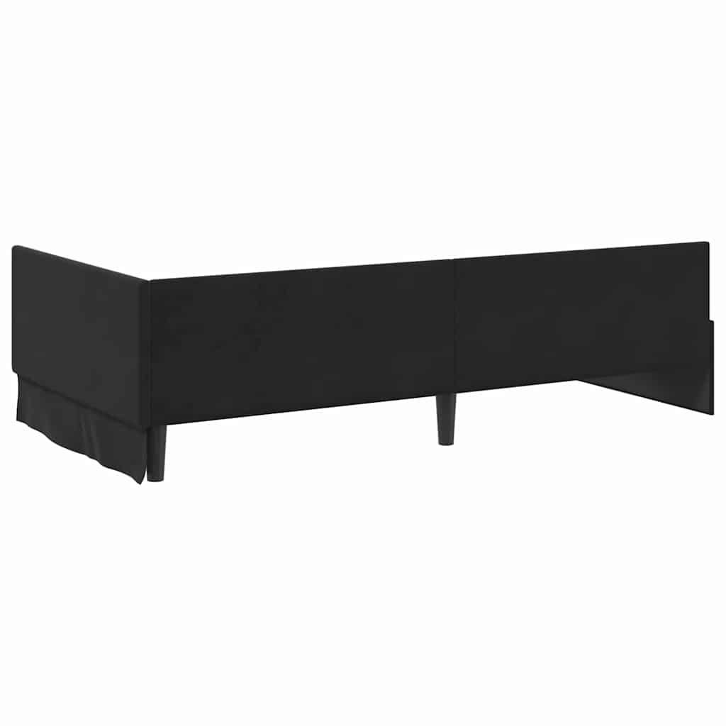Corner Bed Frame with Headboard Black 90 cm x 190 cm Velvet
