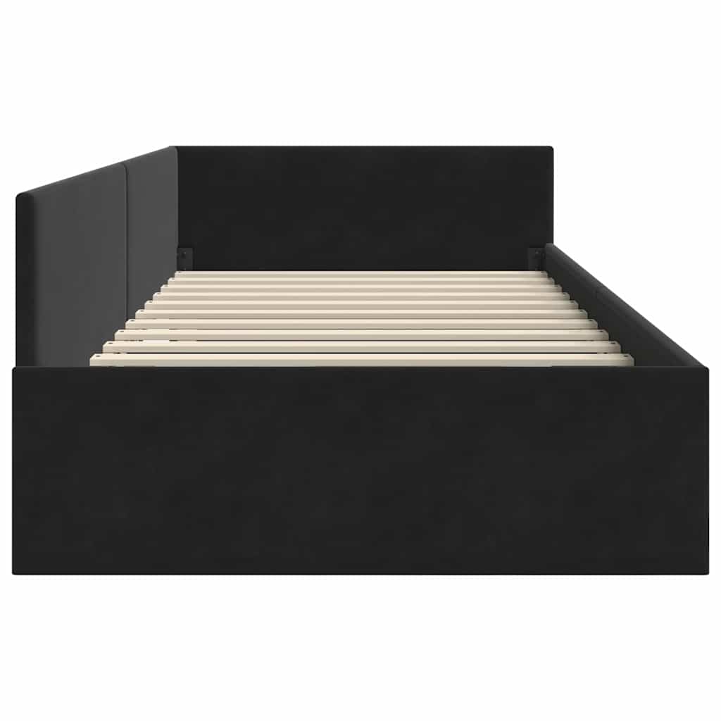 Corner Bed Frame with Headboard Black 90 cm x 190 cm Velvet