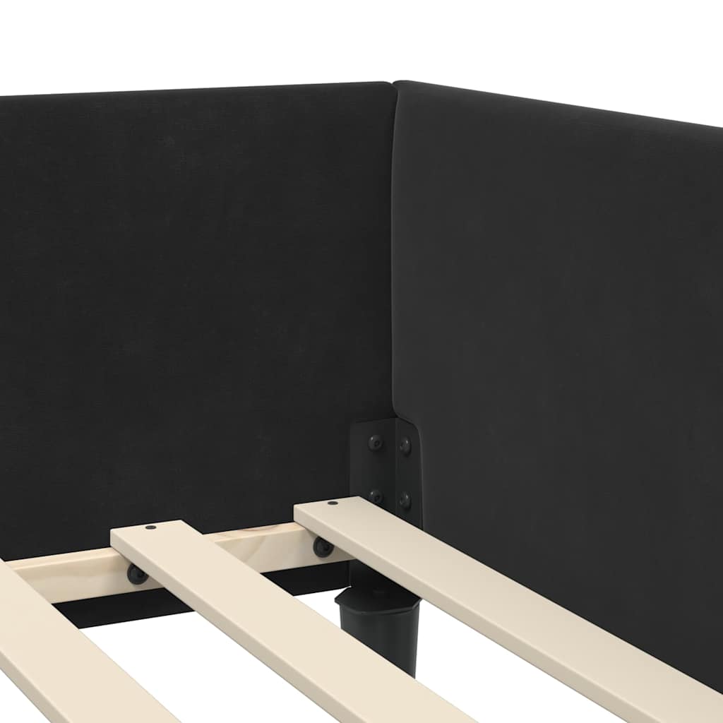 Corner Bed Frame with Headboard Black 90 cm x 190 cm Velvet
