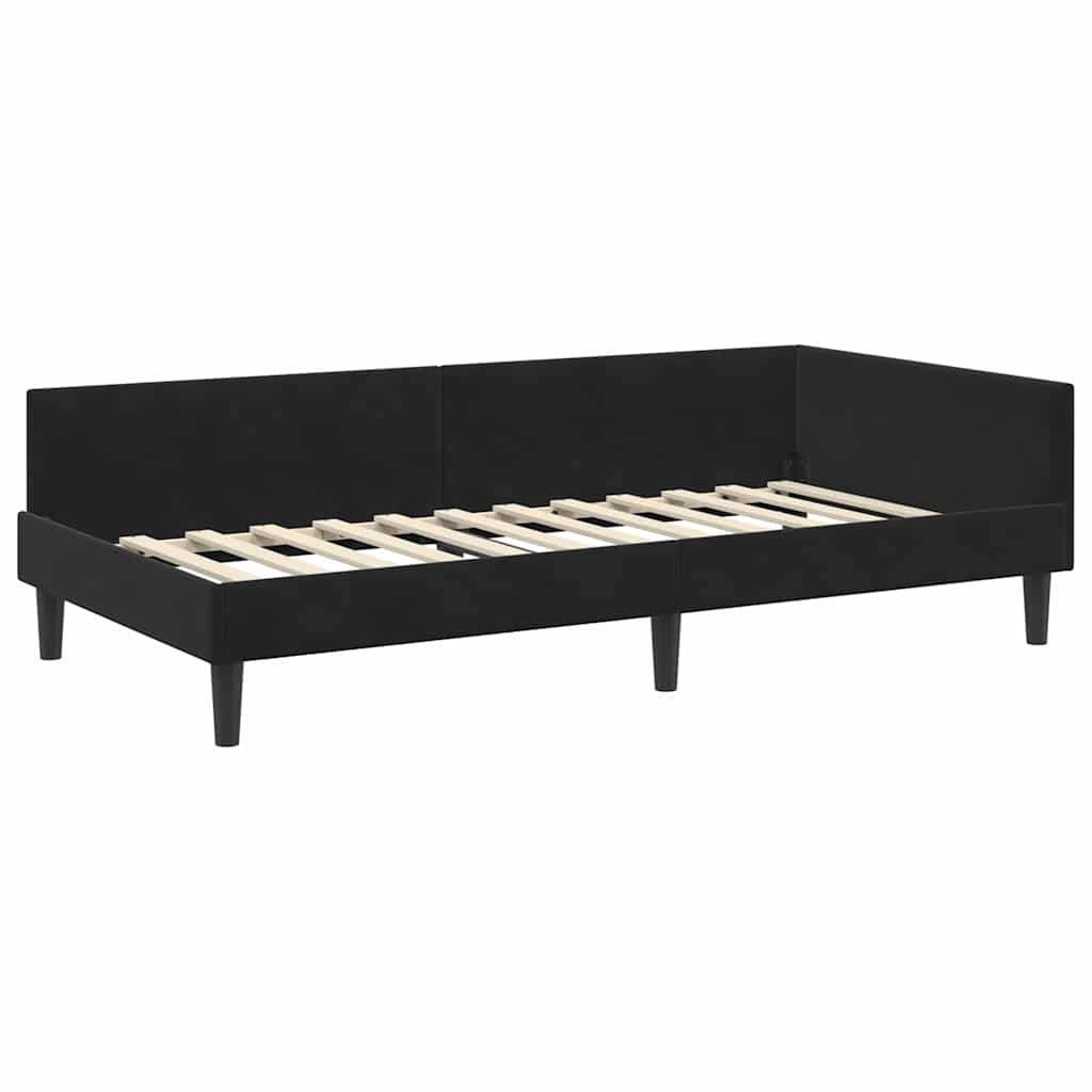 Corner Bed Frame with Headboard Black 90 cm x 190 cm Velvet