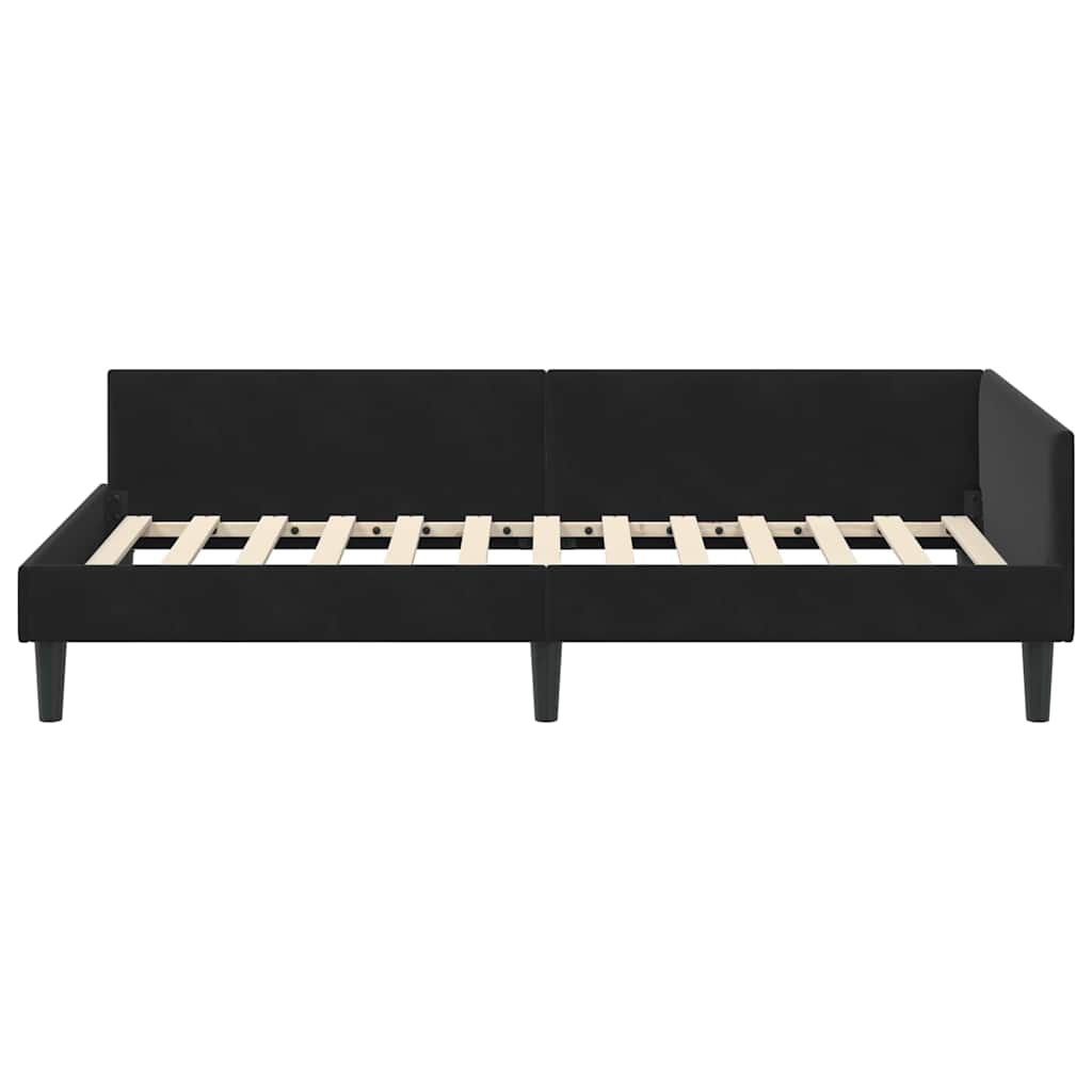 Corner Bed Frame with Headboard Black 90 cm x 190 cm Velvet