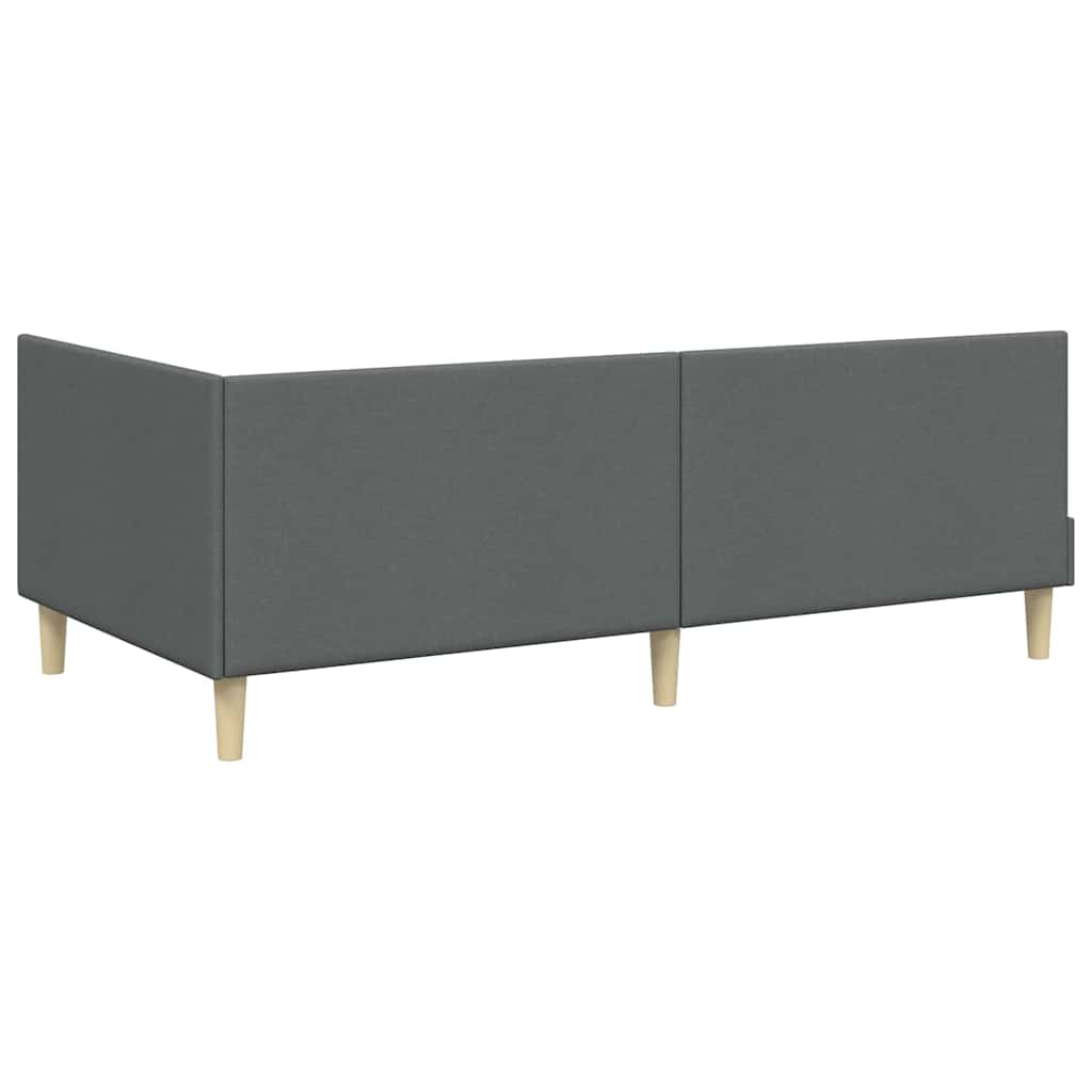Corner Bed Frame Dark Grey 90 cm x 190 cm Fabric and Plywood