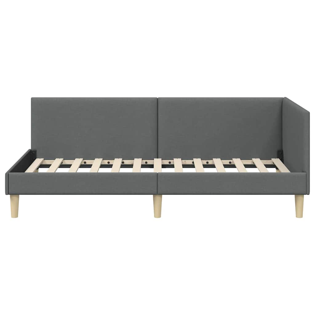 Corner Bed Frame Dark Grey 90 cm x 190 cm Fabric and Plywood