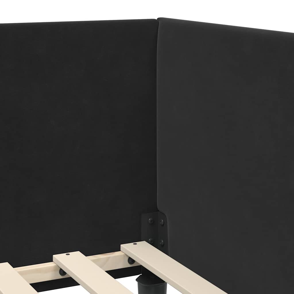 Corner Bed Frame with Headboard Black 90 cm x 190 cm Velvet
