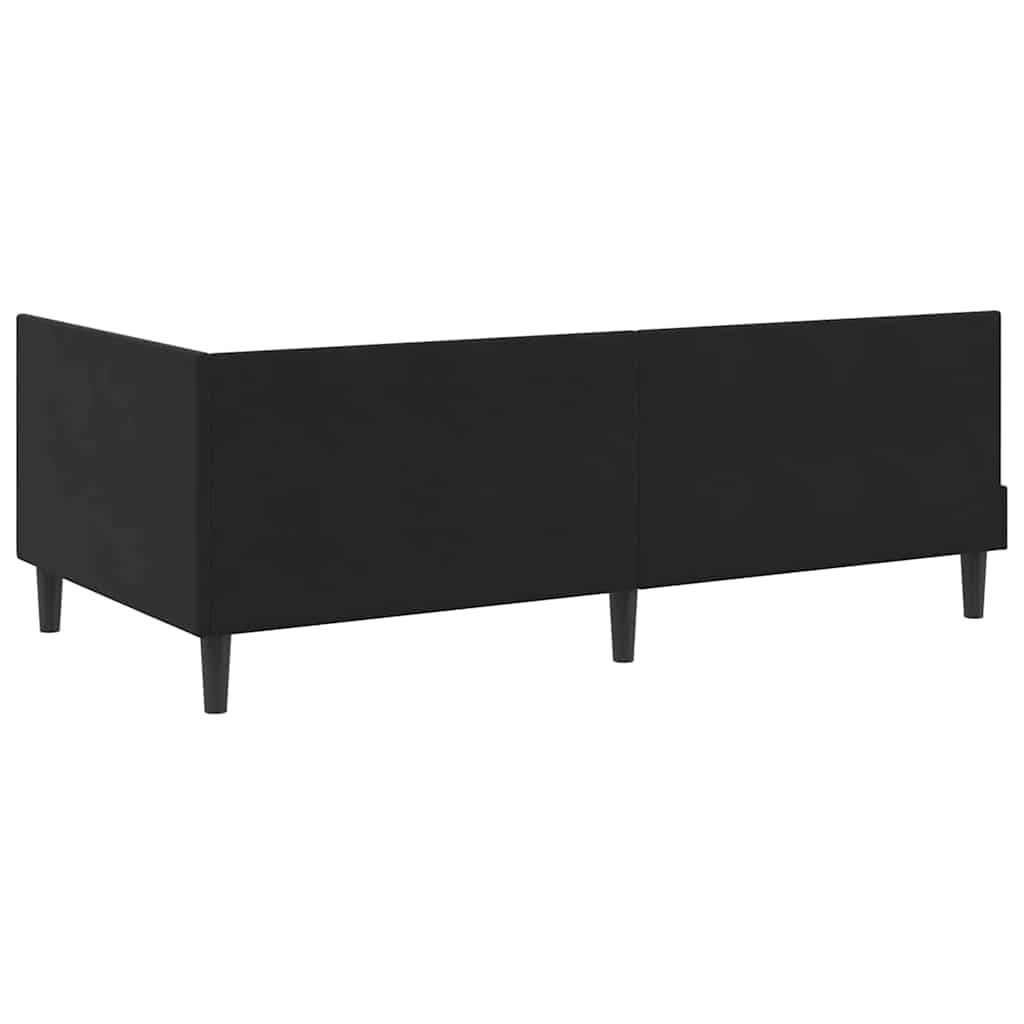Corner Bed Frame with Headboard Black 90 cm x 190 cm Velvet