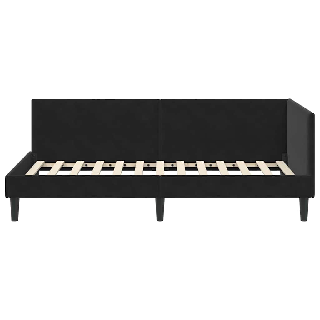 Corner Bed Frame with Headboard Black 90 cm x 190 cm Velvet
