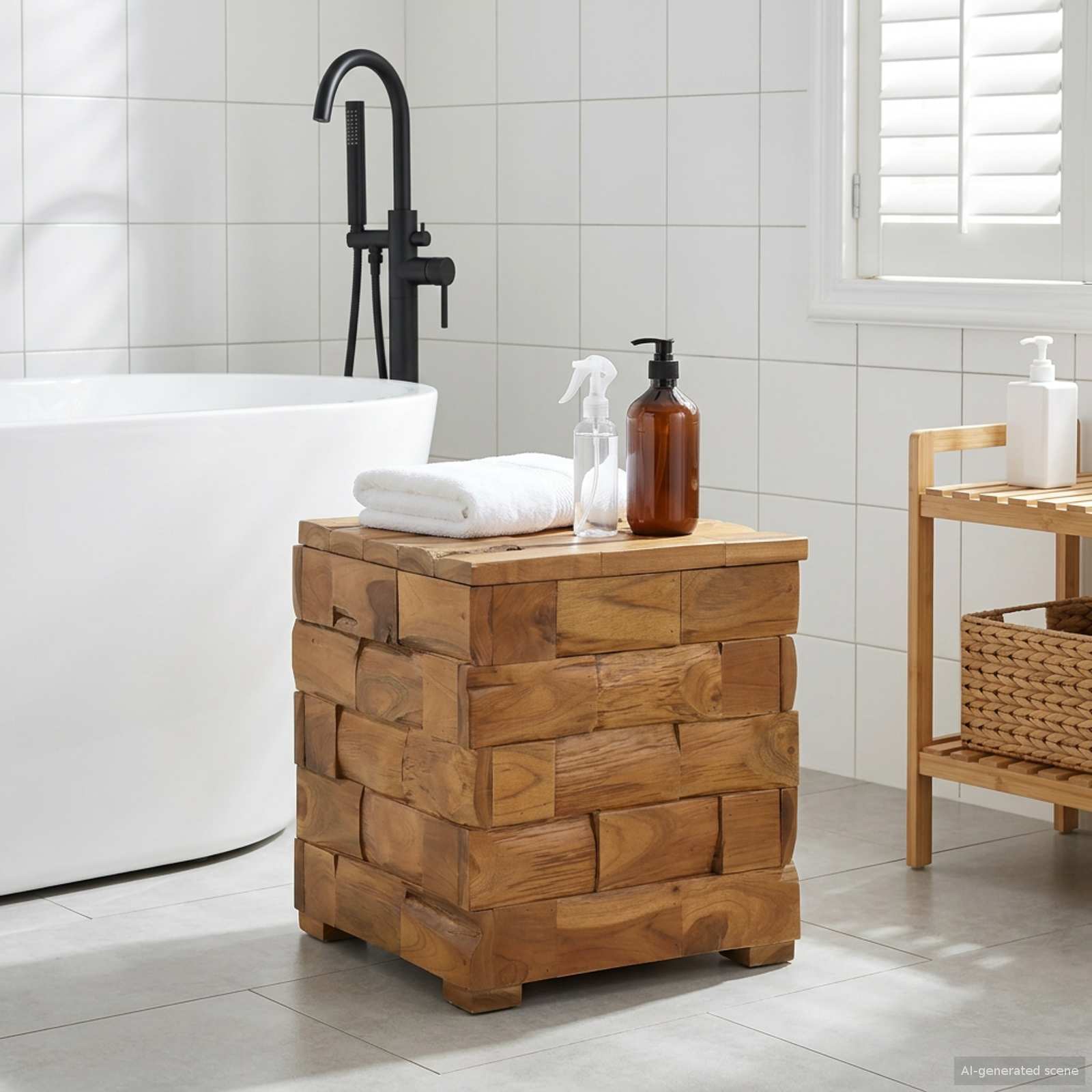 Storage Stool Brown 40 x 40 x 45 cm Solid Teak Wood