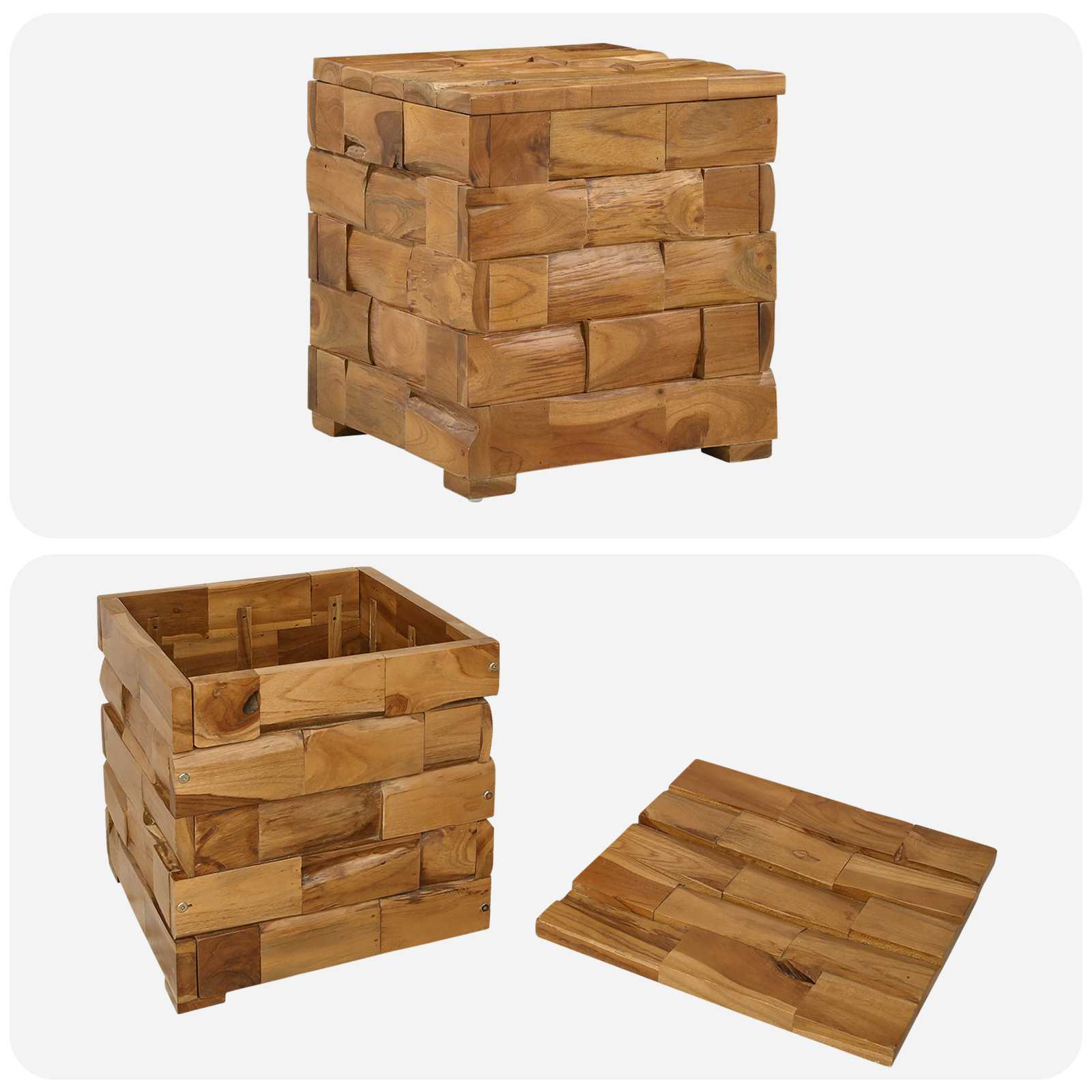 Storage Stool Brown 40 x 40 x 45 cm Solid Teak Wood