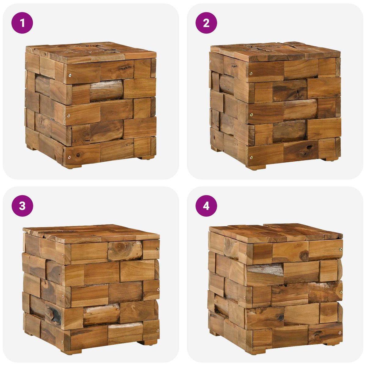 Storage Stool Brown 40 x 40 x 45 cm Solid Teak Wood