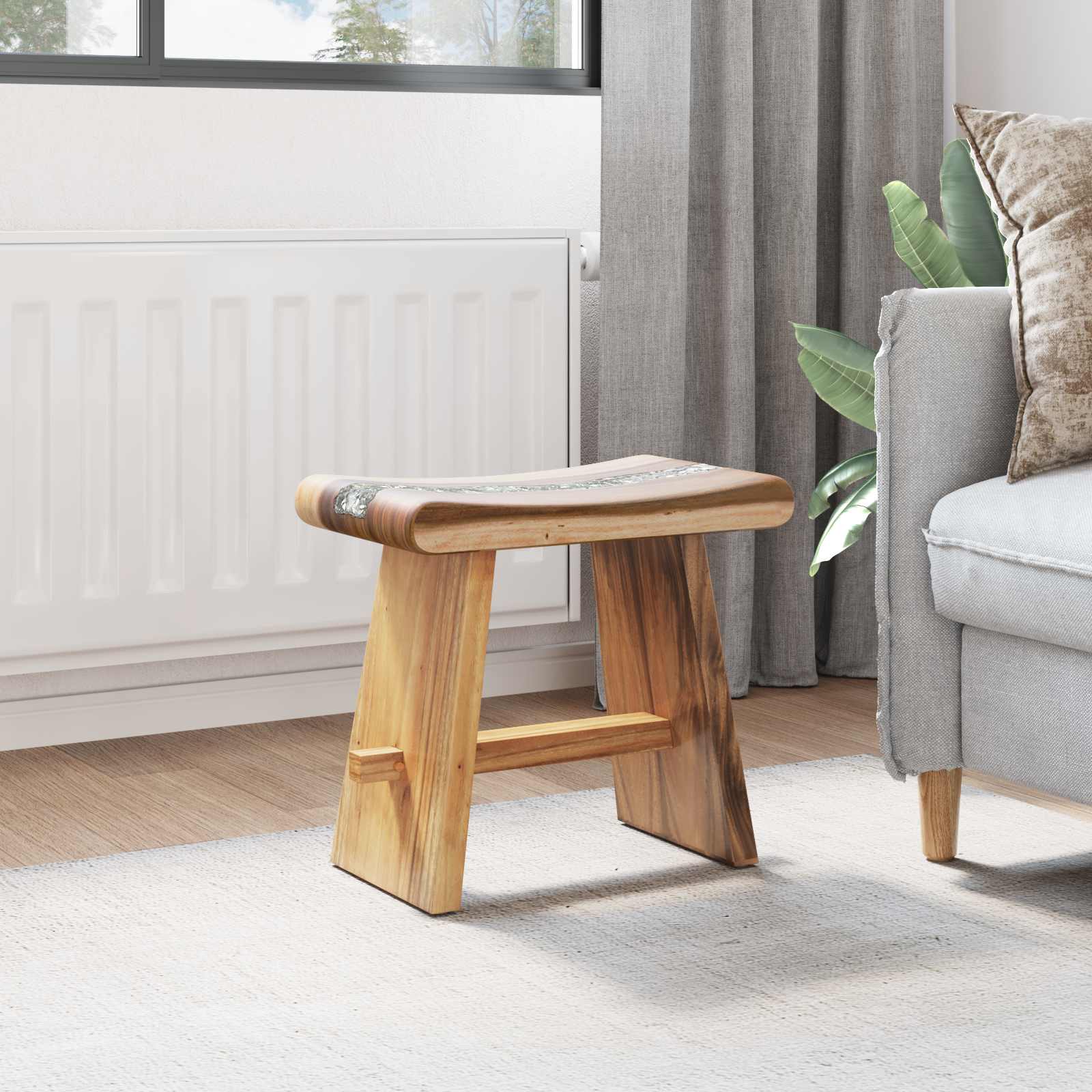 Shower Stool Natural 50 x 30 x 44 cm Solid Suar Wood