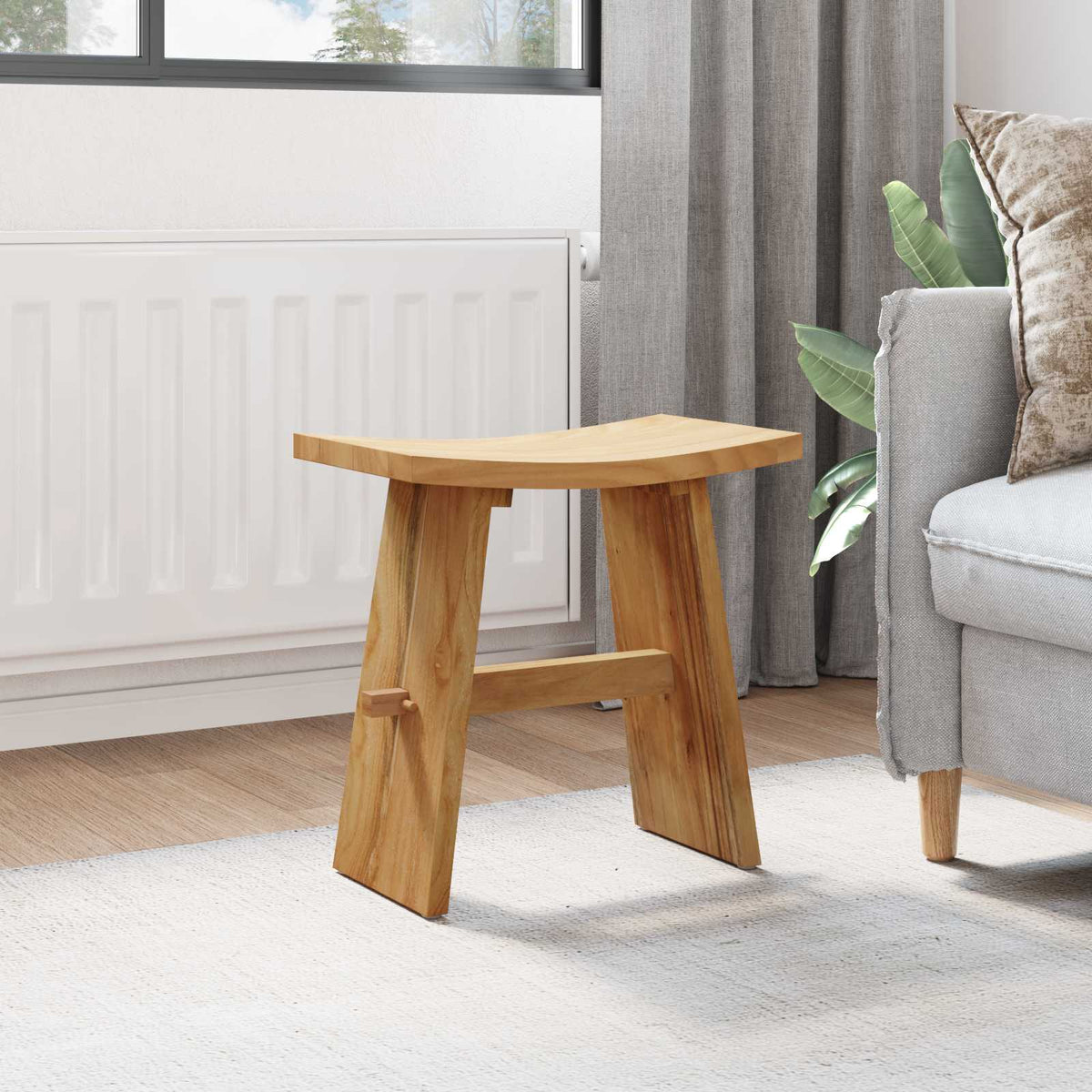 Bathroom Stool Brown 50 x 29.5 x 50.5 cm Solid Teak Wood