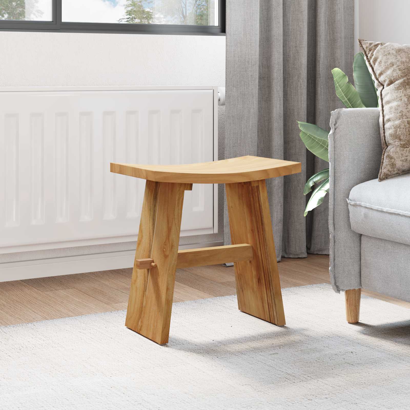 Bathroom Stool Brown 50 x 29.5 x 50.5 cm Solid Teak Wood