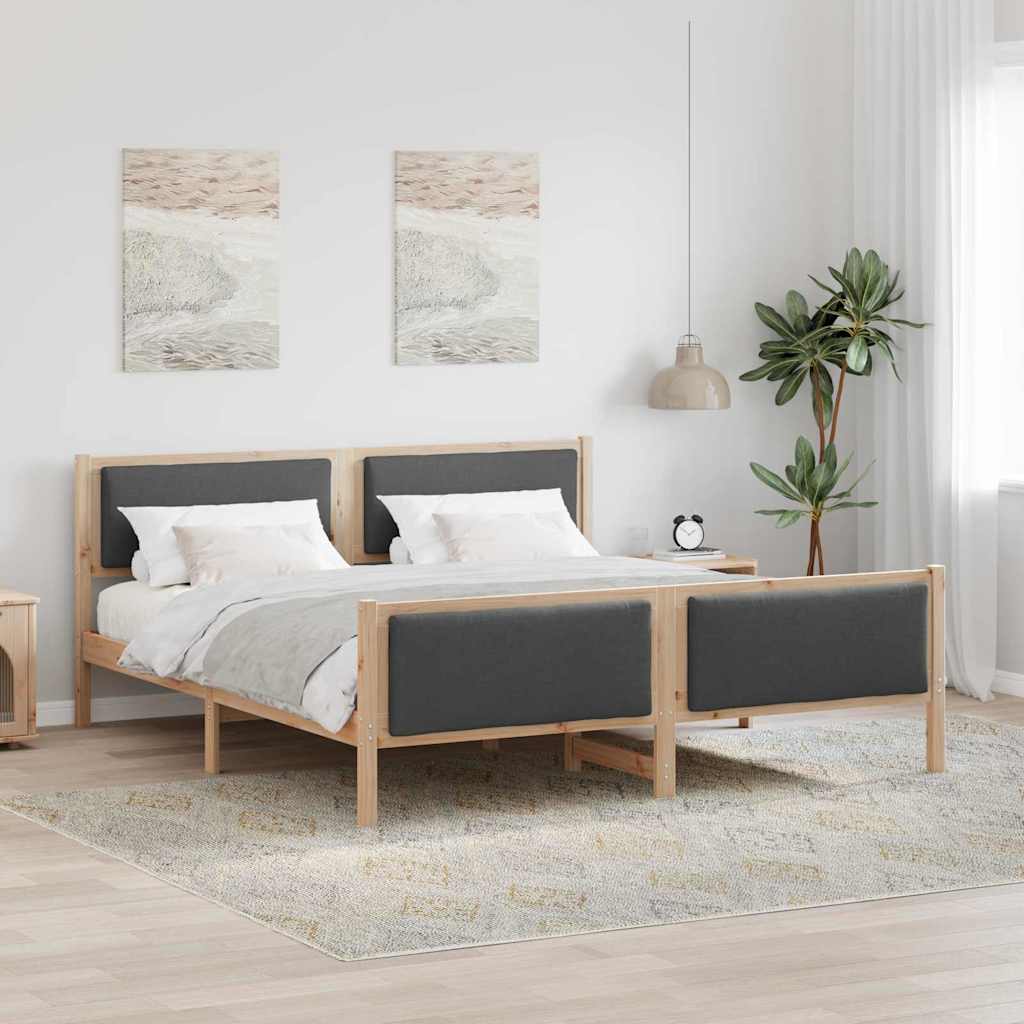 Bed Frame with Headboard Dark Grey 180 x 200 cm Fabric