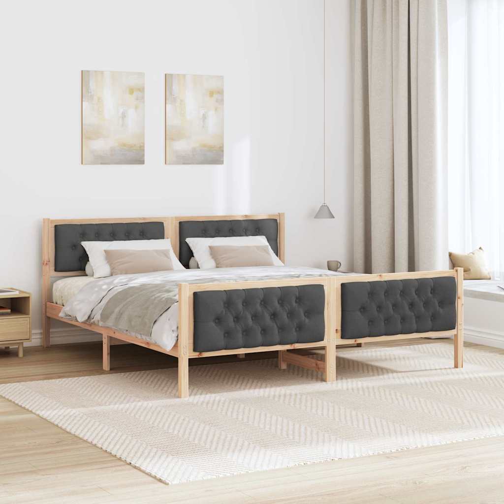 Bed Frame with Headboard Dark Grey 180 x 200 cm Solid Pine Wood
