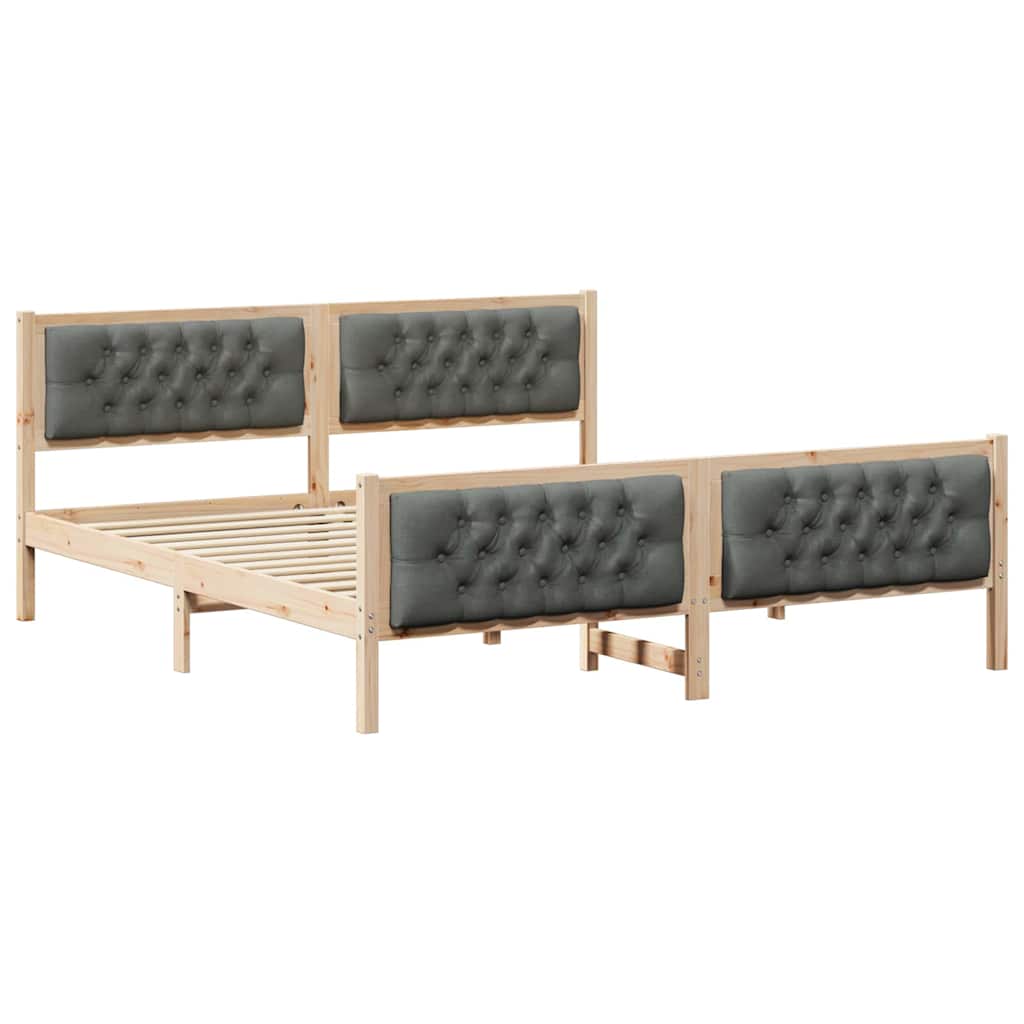 Bed Frame with Headboard Dark Grey 180 x 200 cm Solid Pine Wood