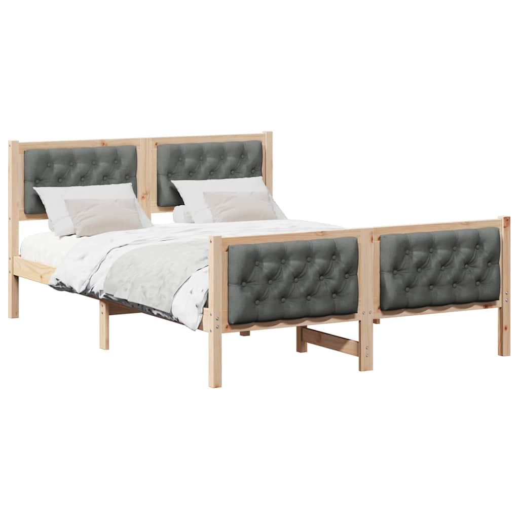 Bed Frame with Headboard Dark Grey 150 x 200 cm Solid Pine Wood