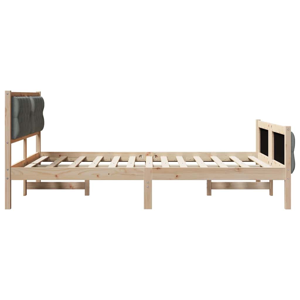 Bed Frame with Headboard Dark Grey 150 x 200 cm Solid Pine Wood