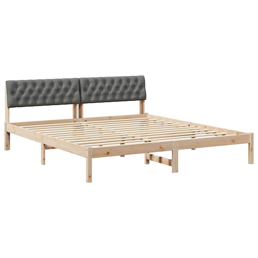Bed frame Brown and dark grey 180 x 200 cm Solid pine wood