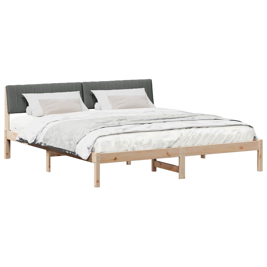Bed frame Brown and dark grey 180 x 200 cm Solid pine wood