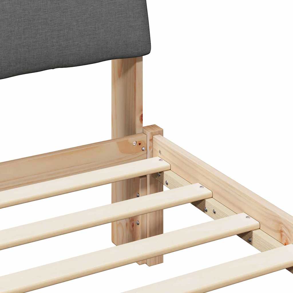 Bed frame Brown and dark grey 150 x 200 cm Solid pine wood