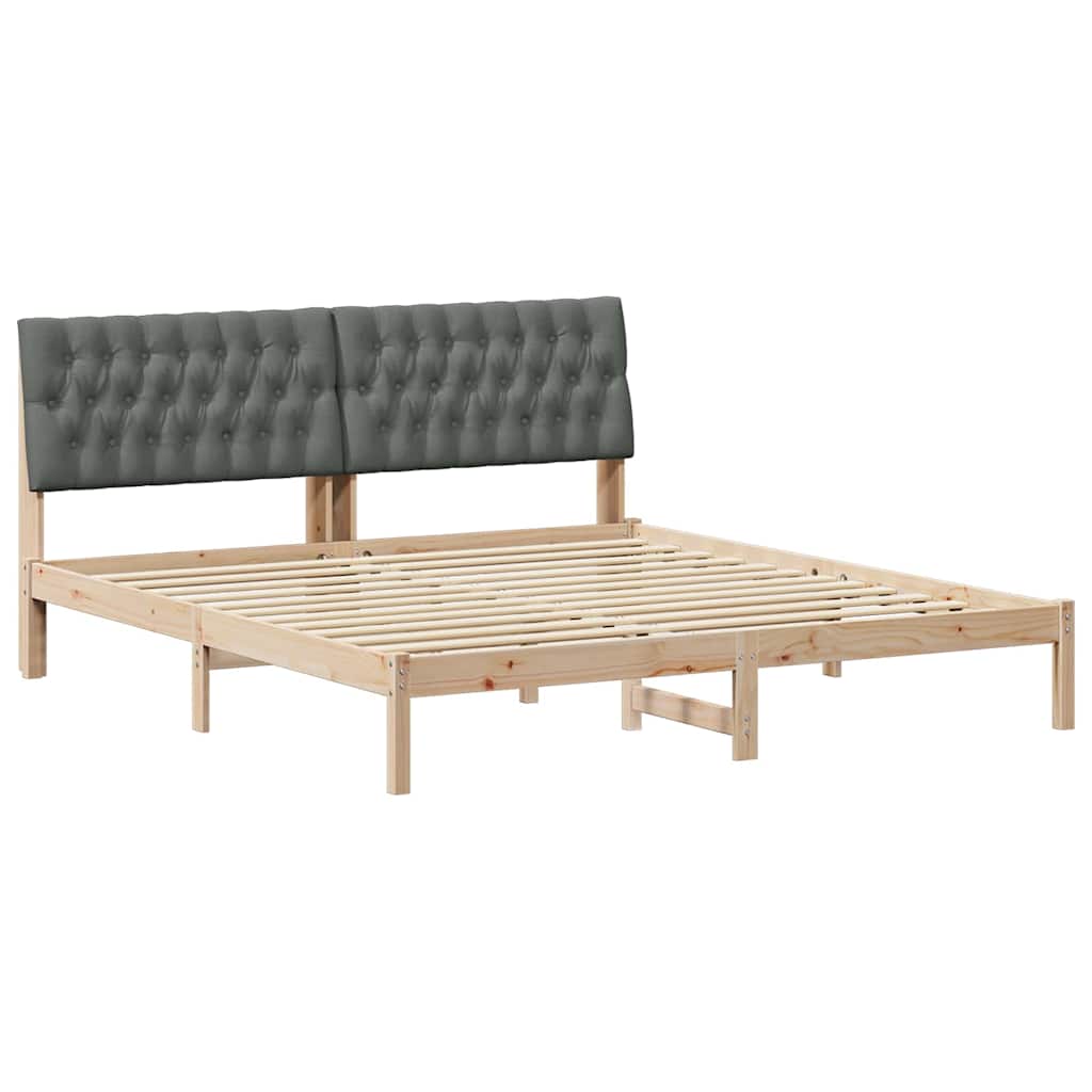 Bed Frame with Upholstered Headboard Brown 180 x 200 cm