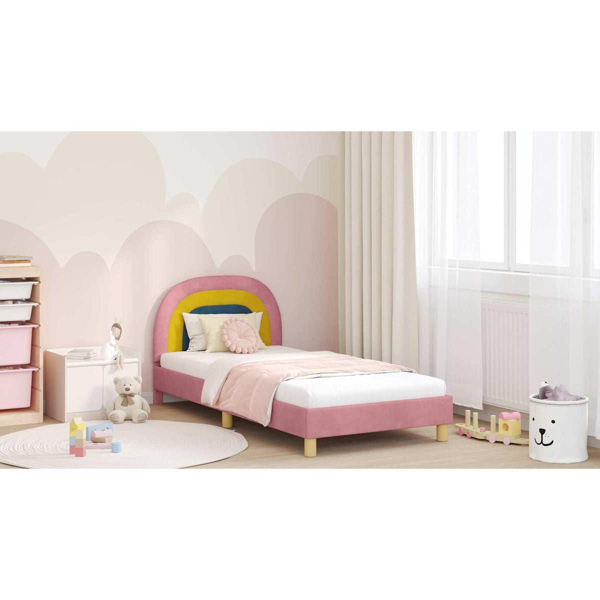 Kids'Bed Frame with Headboard Pink 90 x 190 cm Velvet