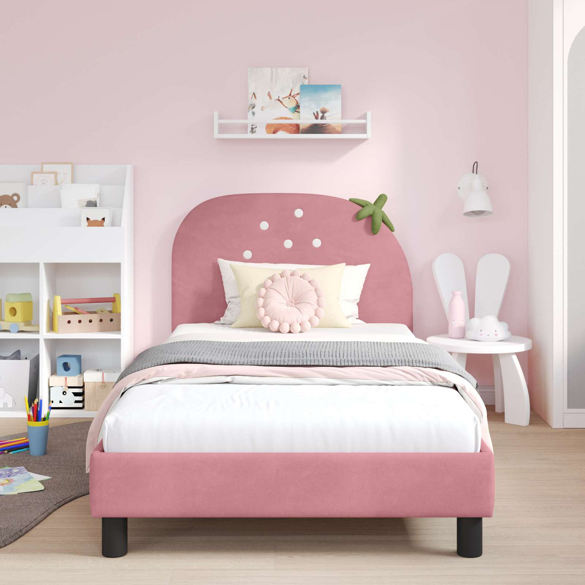 Kids'Bed Frame with Headboard Pink 90 x 190 cm Velvet