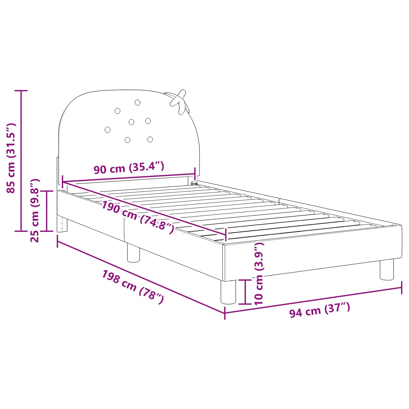 Kids'Bed Frame with Headboard Pink 90 x 190 cm Velvet