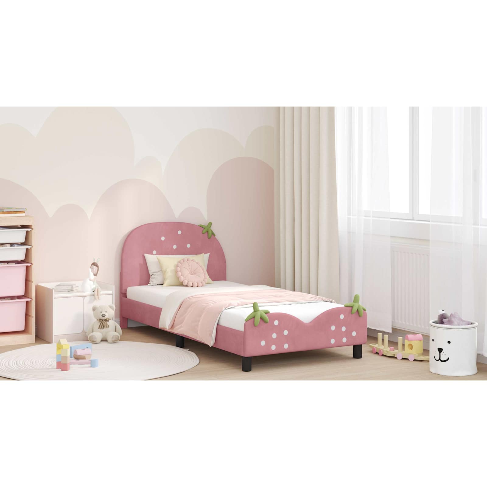 Kids'Bed Frame with Headboard Pink 90 x 190 cm Velvet