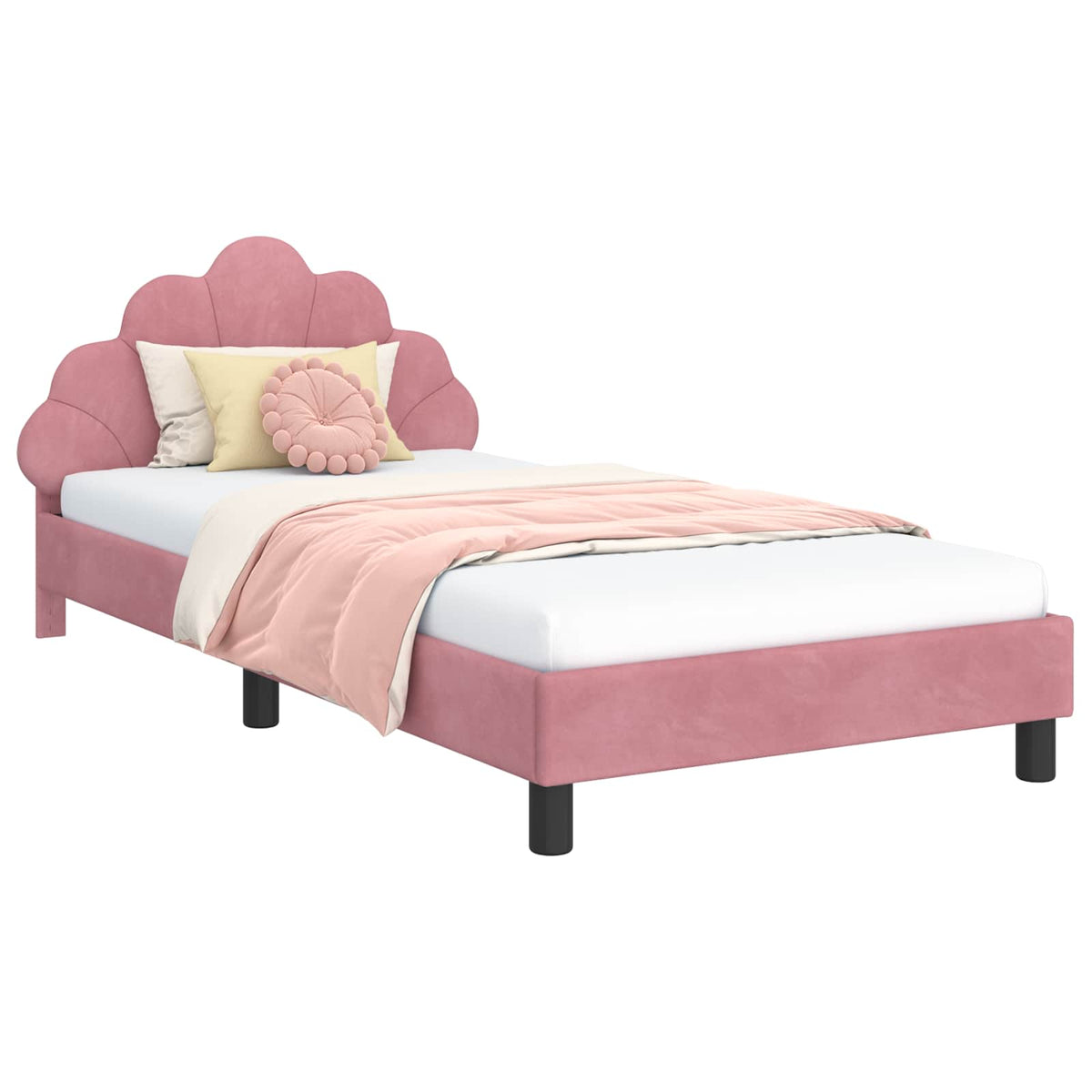 Kids'Bed Frame with Headboard Pink 90 x 190 cm Velvet