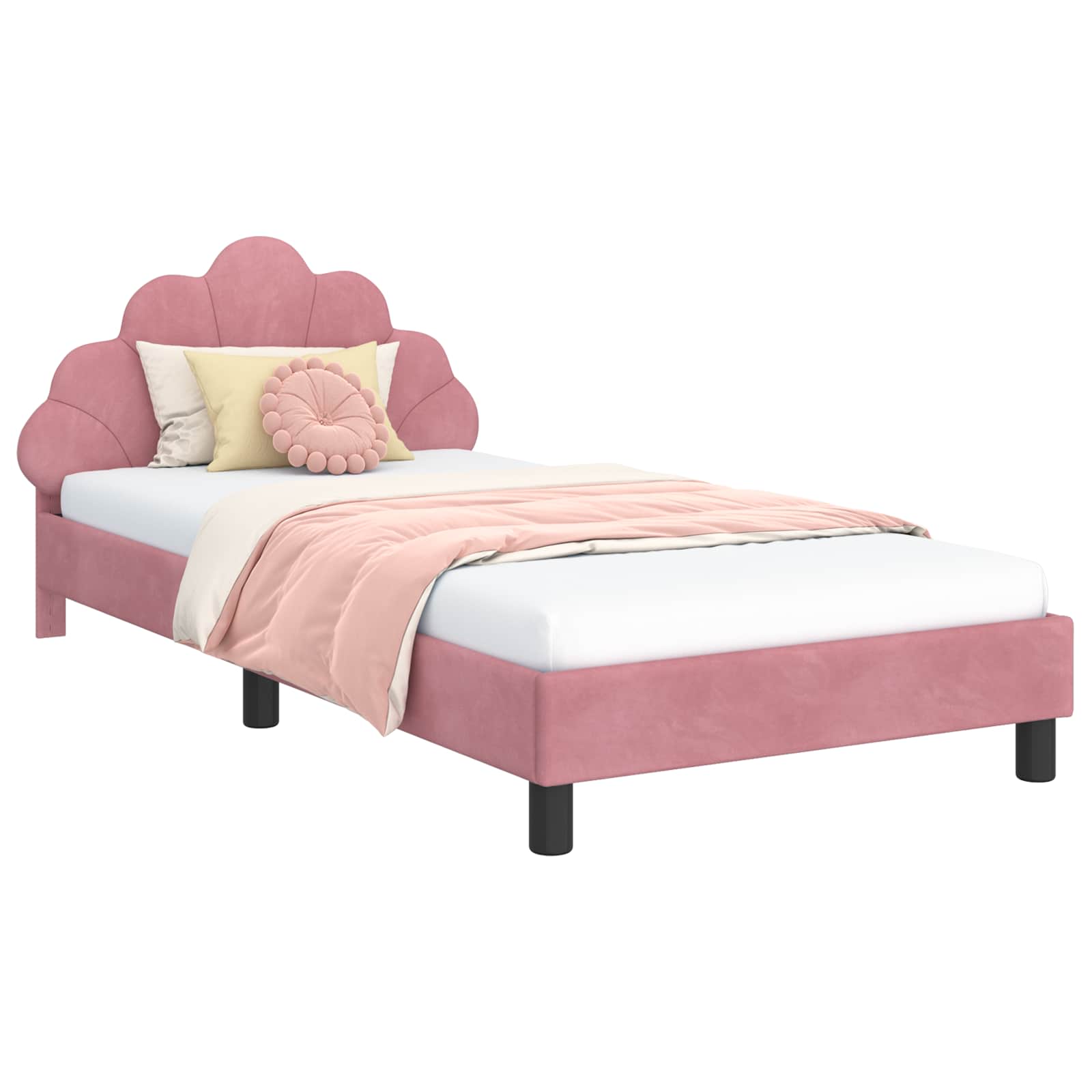 Kids'Bed Frame with Headboard Pink 90 x 190 cm Velvet