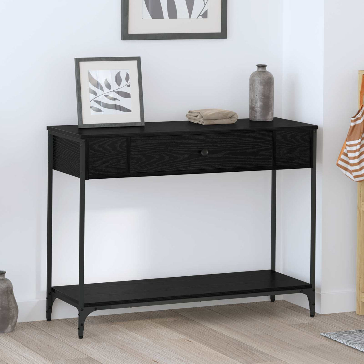 Console Table Black oak 100 x 34.5 x 75 cm Engineered wood