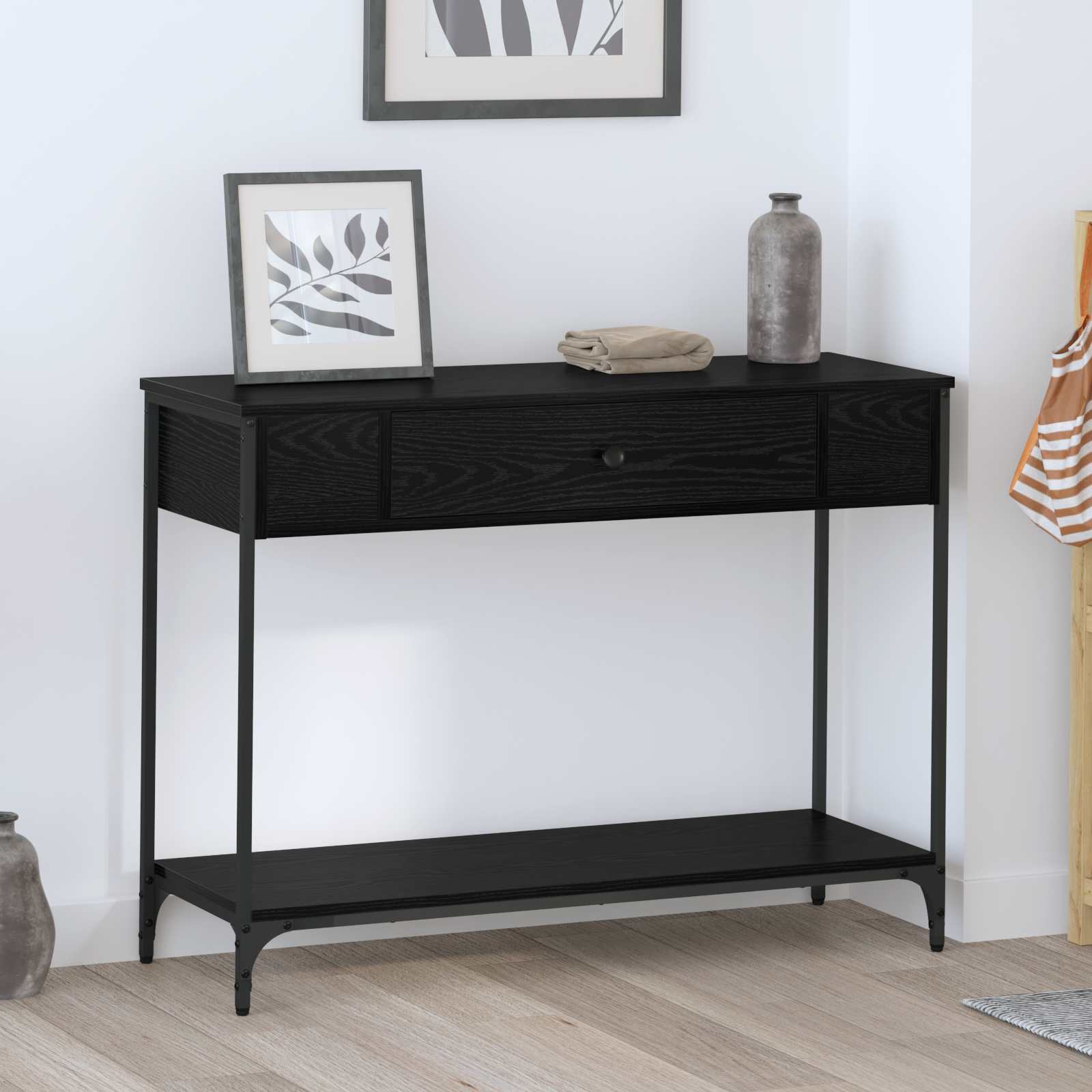 Console Table Black oak 100 x 34.5 x 75 cm Engineered wood