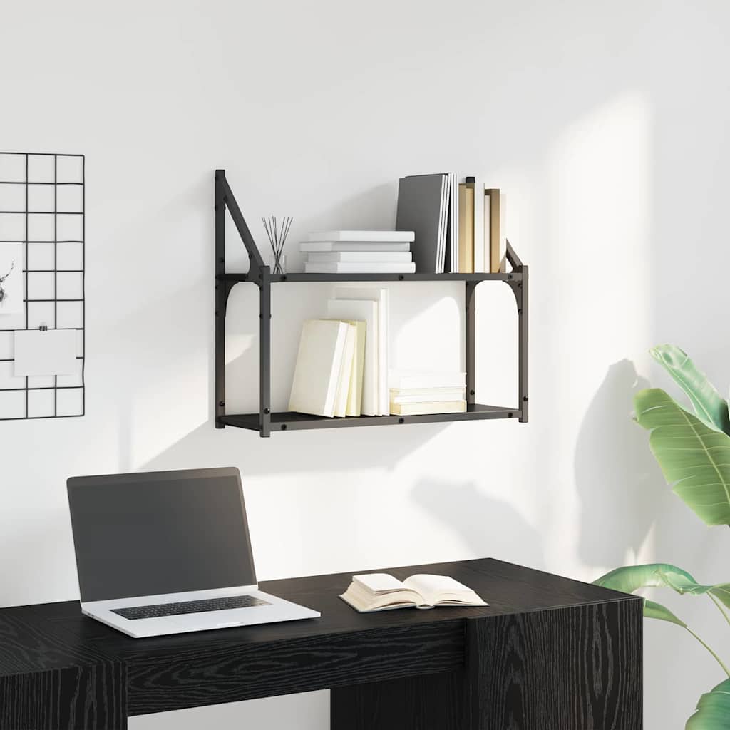 Wall Shelf with Shelf Black oak 60 x 21 x 51 cm Engineered Wood