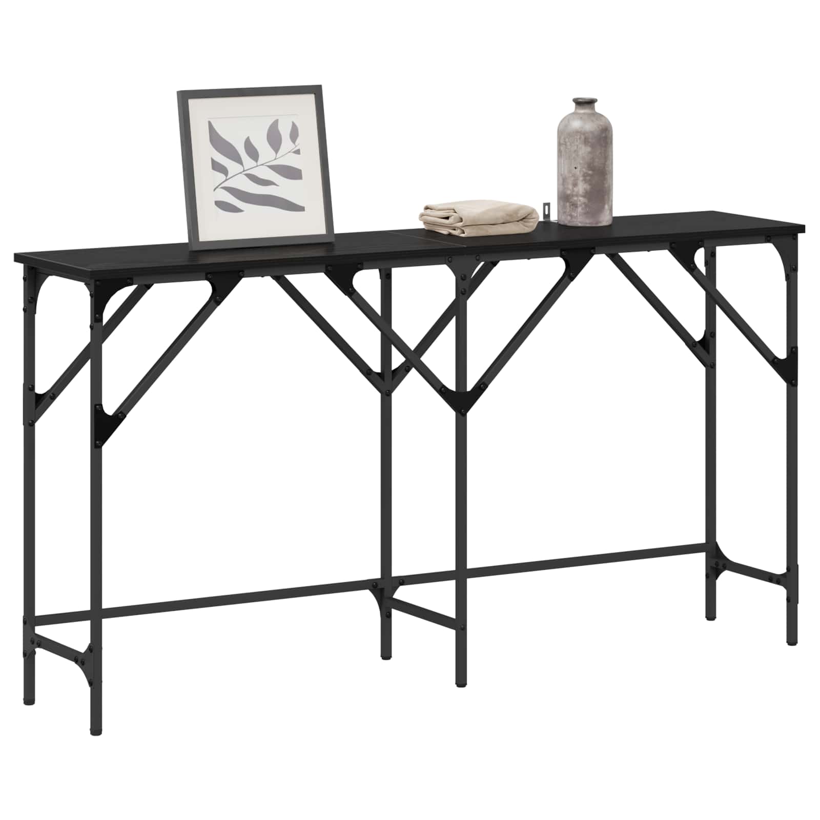 Console Table Black Oak 140 x 29 x 75 cm Engineered Wood