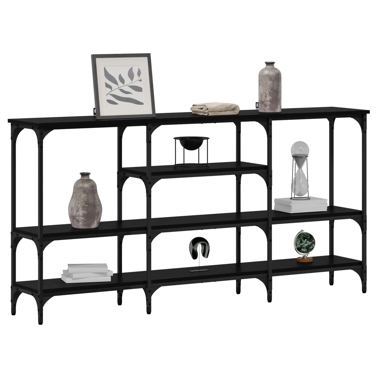 Console Table Black oak 160 x 29 x 80 cm Engineered wood
